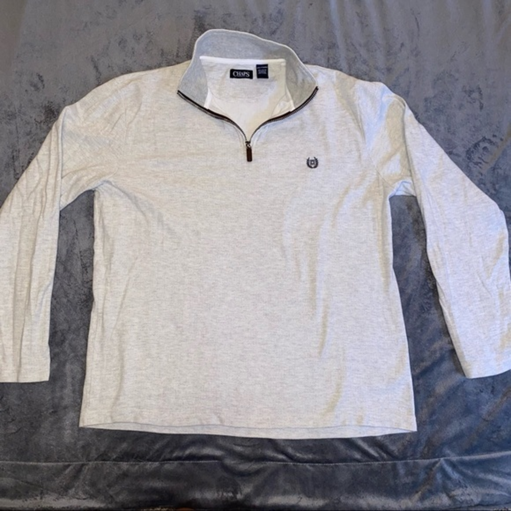 Chaps mens sweatshirt XXL 100% cotton white & gray